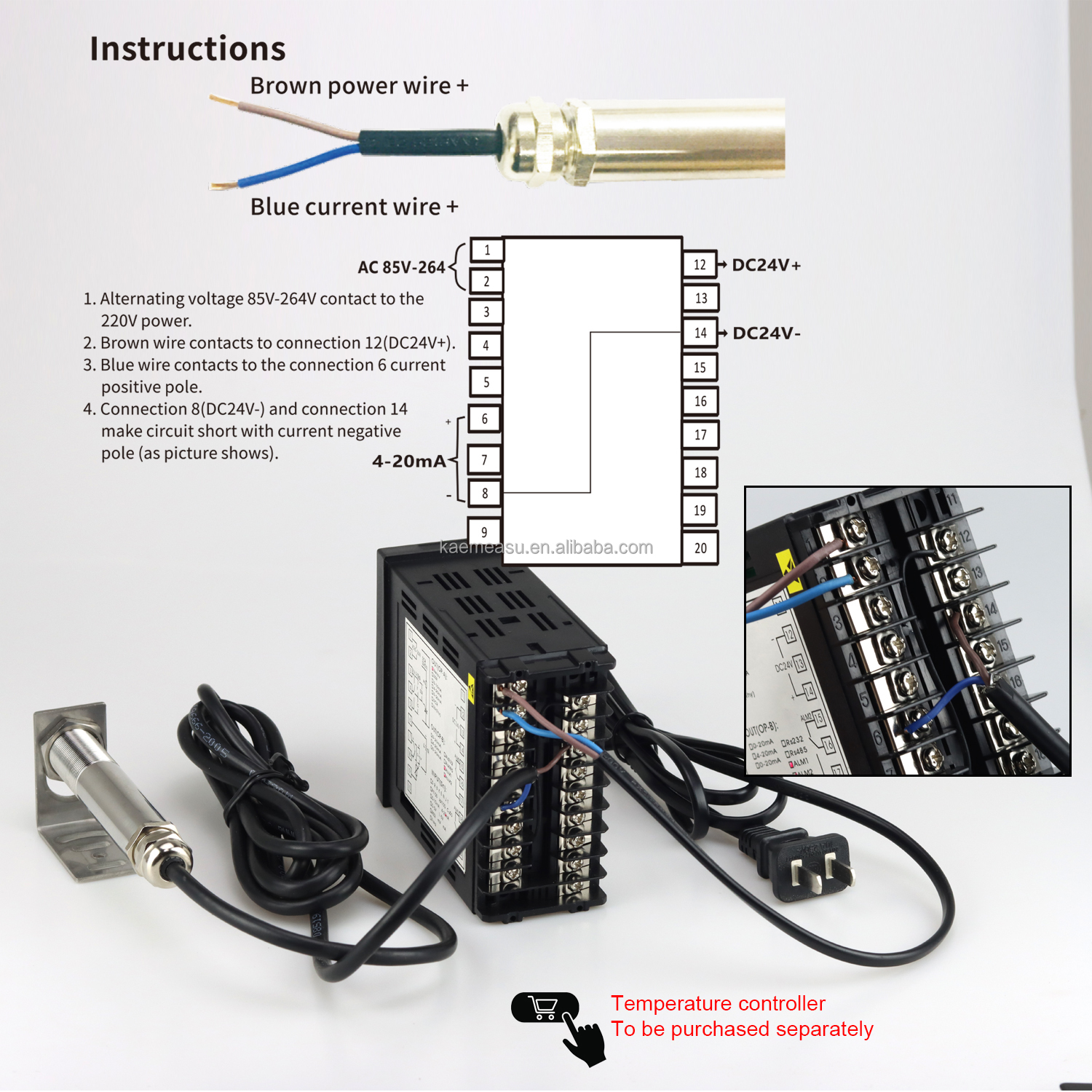 kaemeasu Digital Temperature Sensor Industrial Pyrometer -50~200℃