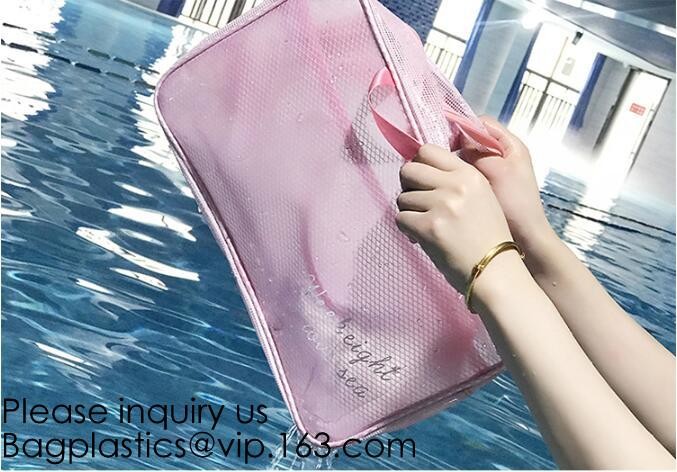 Clear Zipper Pouch with Strap Makeup Bag PVC Cosmetic Pouch,Printing Clear k Cosmetic PVC Pouch, bagease, bagplast