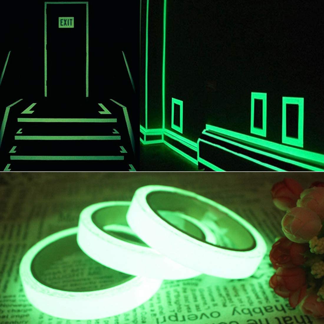 Emergency Exit Glow In The Dark Fabric Tape Floor Grip Gaffer For Skateboards