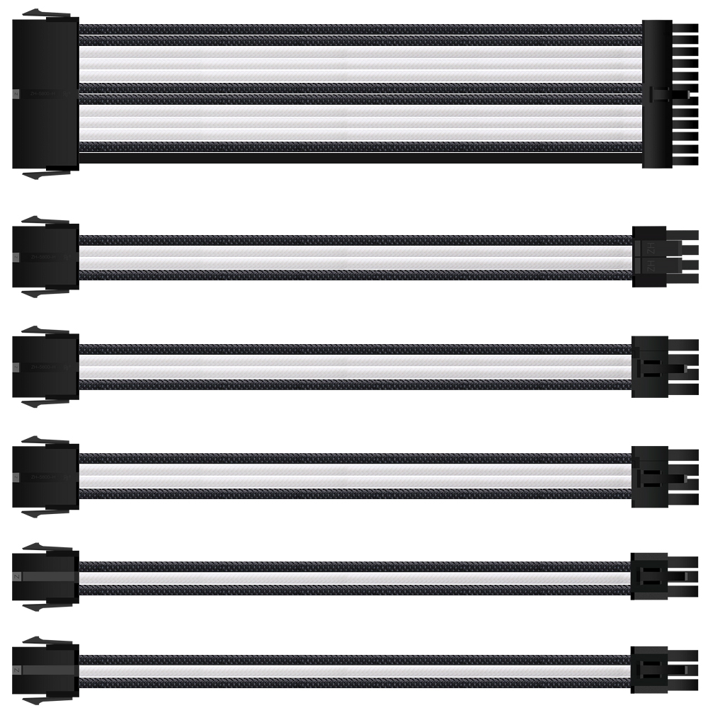 Sleeve Extension Power Supply Cable Kit 18AWG ATX 24P+ EPS 8-P+PCI-E8-P with Combs for PSU to Motherboard/GPU