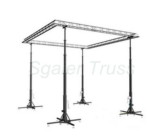 6m Crank Handle Heavy Duty Lighting Truss Stand Aluminum Material Black Color