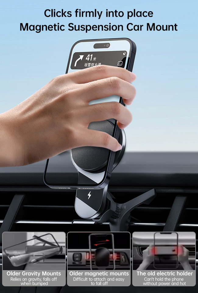 Qi2 Fast Charging Magsafe Car Mount Fan Cooling Car Phone Holder Magsafe