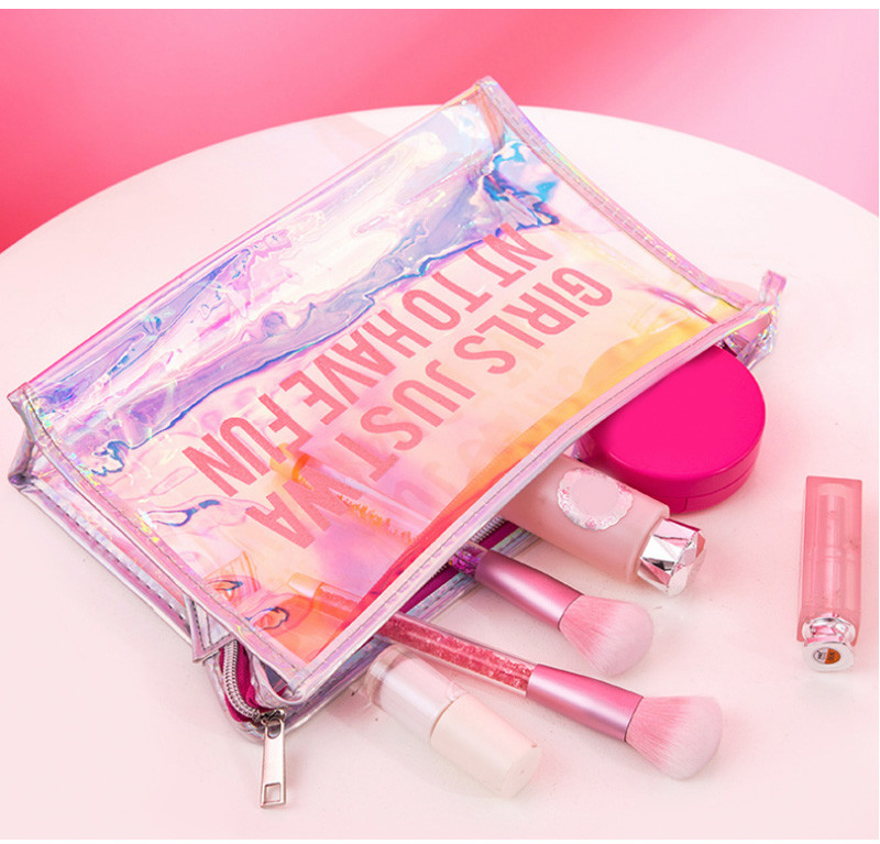 Laser Clear PVC Custom Logo Transparent Toiletry Wash Bag