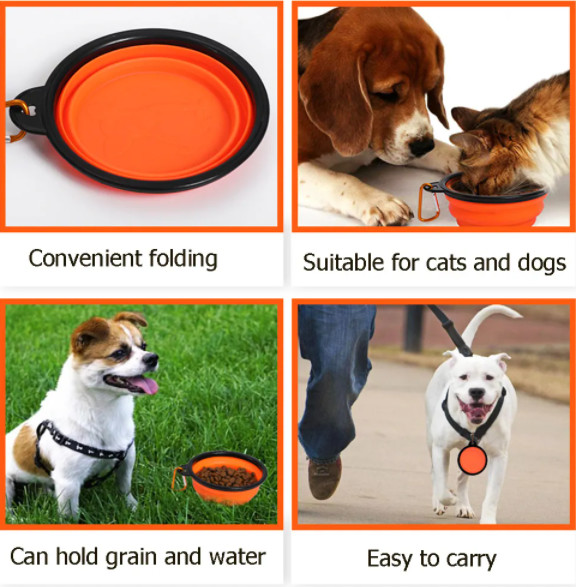 TPE Rubber Slow Feeder Dog Bowl Collapsible Silicone Portable Foldable Raised Dog Bowls