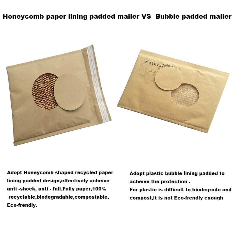 Fully Paper Custom Logo Mailing Bag Cellular Shaped Kraft Paper lining Padded Brown Envelope for shipping