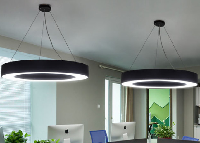 Circle Ring Commercial Pendant Lighting Fixtures , 36W 1000mm Round LED Ceiling Light