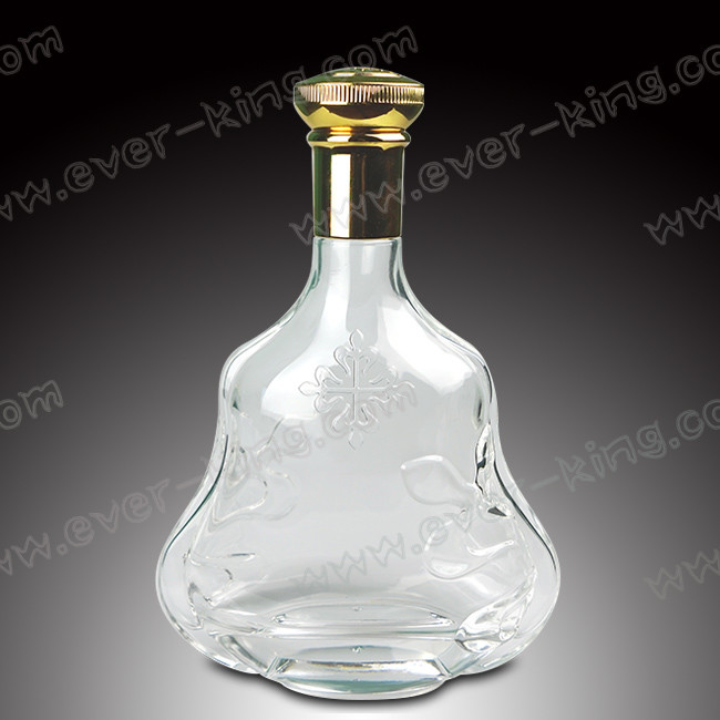 Embossing Clear 1000 ML Rum Glass Alcohol Bottles