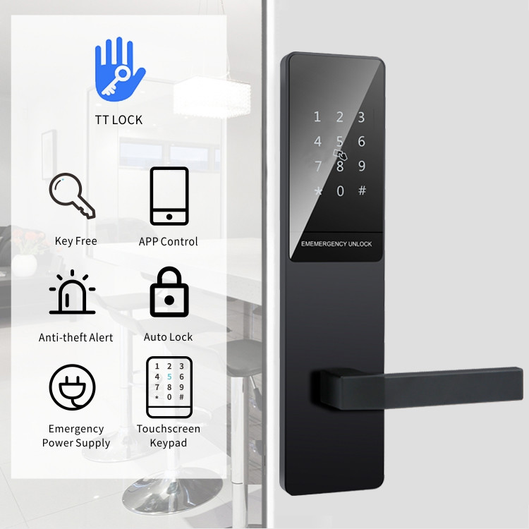 black FCC CE ROHS BLE Wifi Keypad Door Lock For Home Apartment