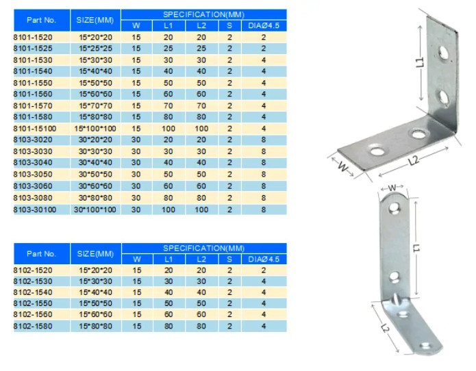 Angle Metal Bracket Shelf Bracket Single Side Bracket Custom Size For Wood Construction