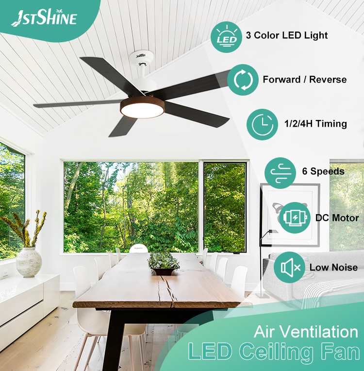 Smart Control LED Ceiling Fan with Light 52-inch 5 MDF Blades and 35/60W Motor Wattage