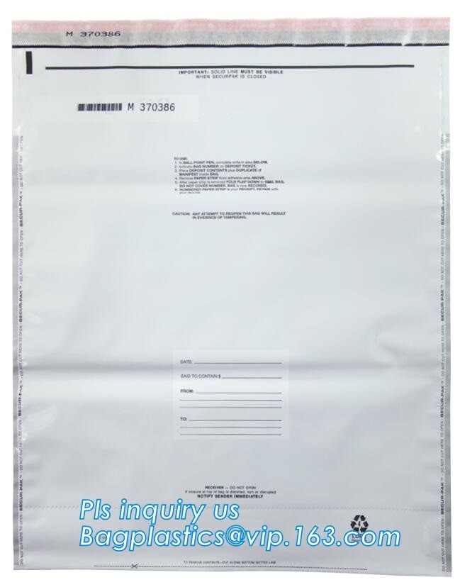 Security plastic bag with adhesive tape for cash, plastic money bag, Security Money Cash Bag For Airport/Bank and police