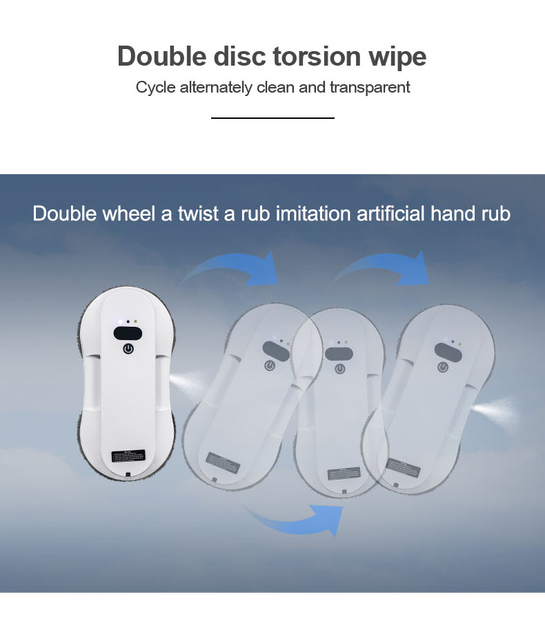Household App-Controlled Dual Holes Water Spray Round Mijia Hutt W55 Window Cleaner Robot