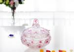 Pink Plum Blossom Candy Jar / Glass Sugar Pot / Glass Sugar Jar