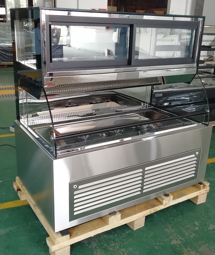 Stainless Steel Bakery Glass Showcase , Display Refrigerated Cabinet For Supermarkets