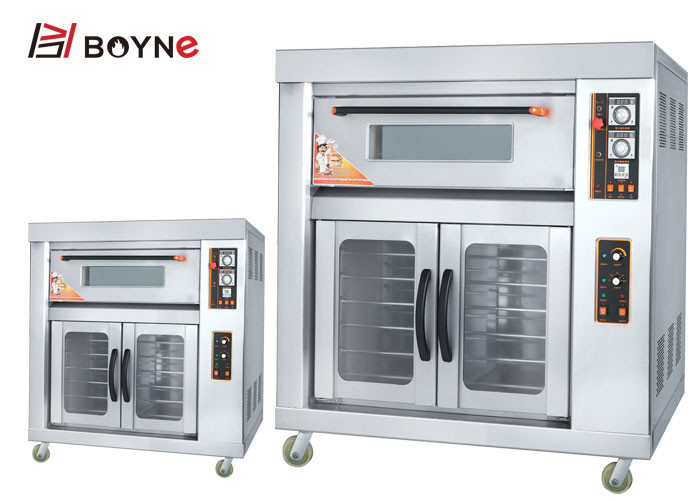 Industrial Stainless Steel One Layer Two Trays Gas Oven With Proofer