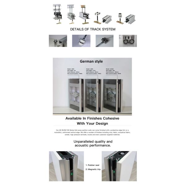 MDF Soundproofing Movable Folding Partition For Office Hotel