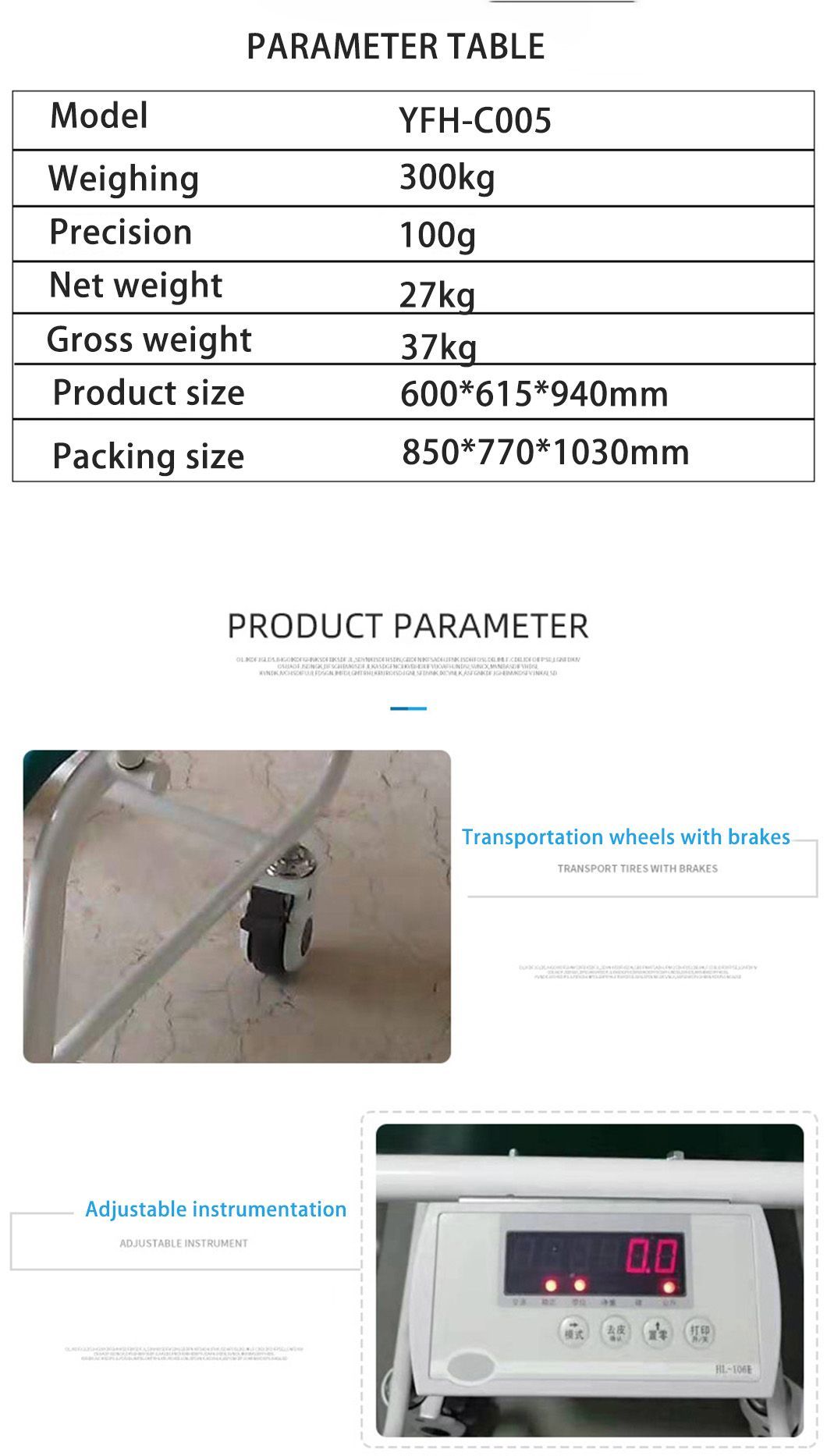 Medical Digital Weighing Scales 300kg Dialysis Scale Wheelchair Scale