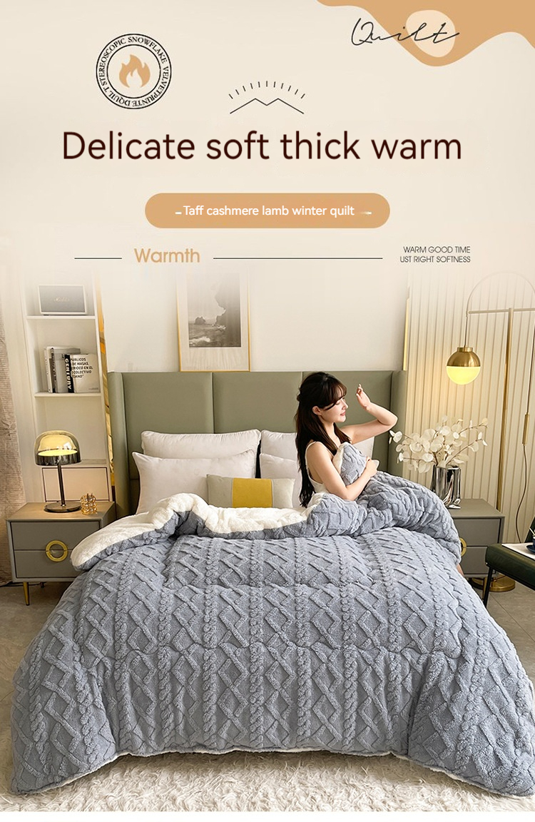 Customized Color Thickened Warm Lamb Fleece Quilt for Sustainable Chemical Fiber Quilt