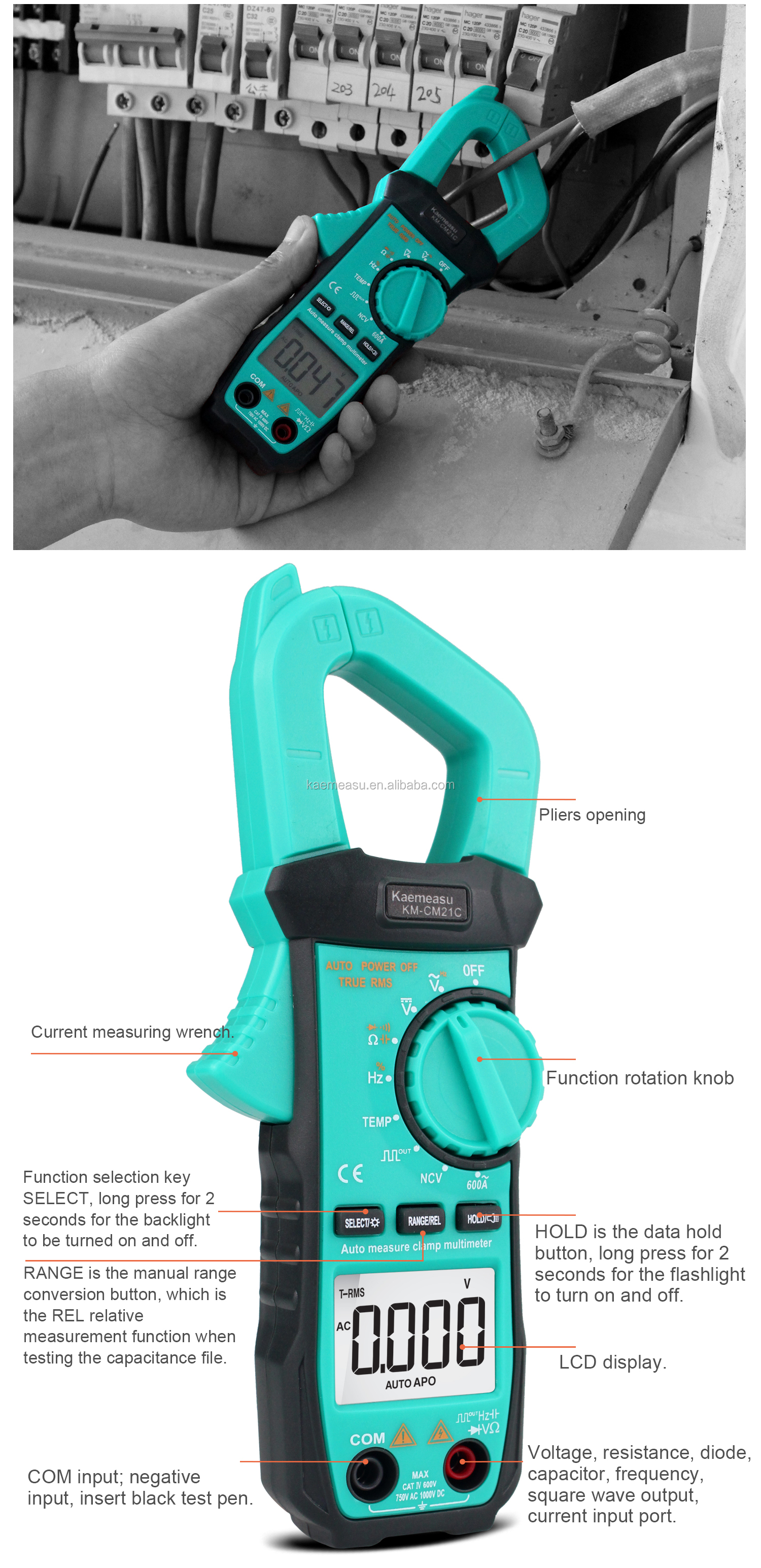 21C Hot sale electric Clamp Meter voltage detector multimeter portable clamp multimeter digital multimeters