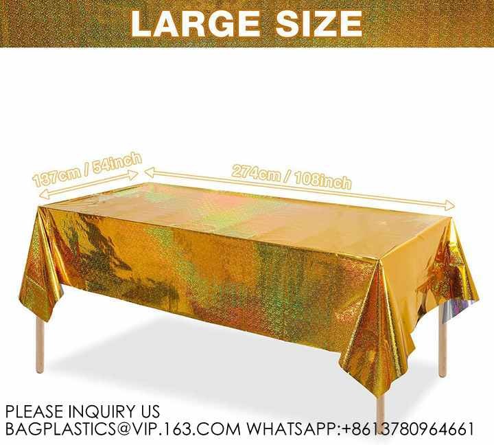 Laser Rainbow Theme Party Tablecloth Aluminum Film Birthday Wedding Party Decoration Disposable Tablecloth Decoration