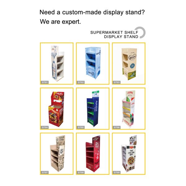 Retail POS Corrugated Paper Pegboard Display Stand 100% Recyclable Silk Printing