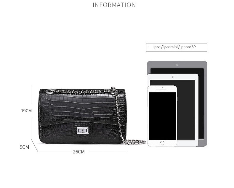 Authentic Crocodile Belly Skin Women Purse Genuine Alligator Leather Lady Flap Bag Silver Chain Female Shoulder Bag
