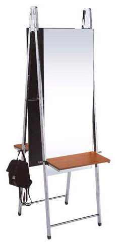 Double Side Wood Salon Mirror Station With LED Light , 185cm Height