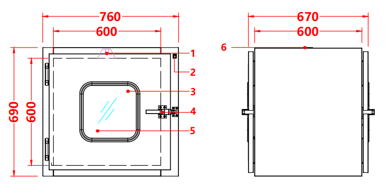 201 Stainless Steel Pass Box | Convex Door & Mechanical Interlock | Industrial Grade Factory & Warehouse Use