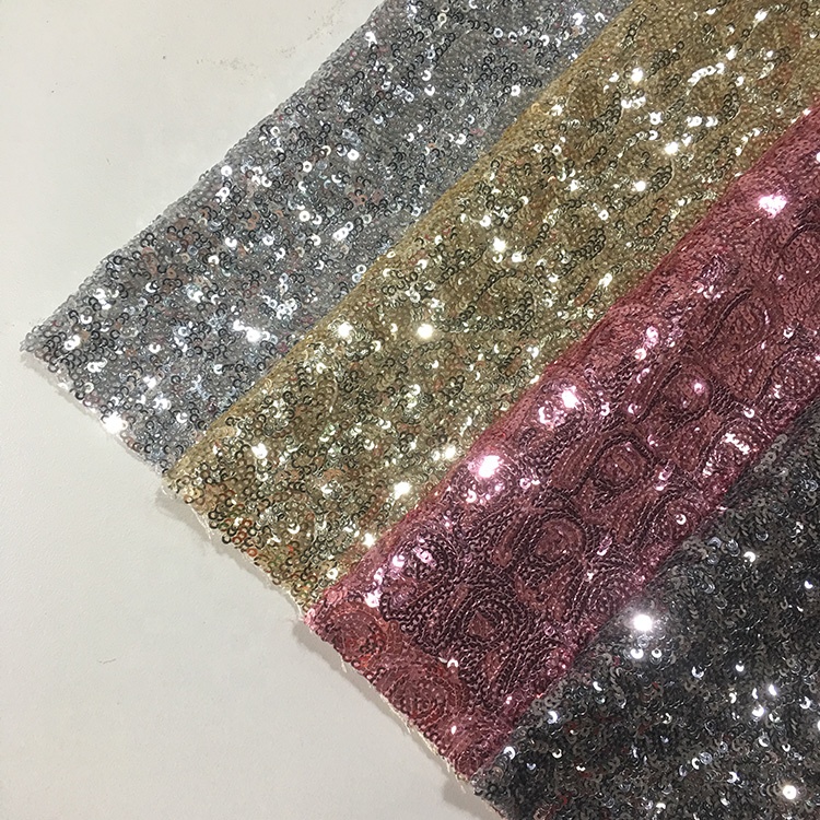 Modern Glitter Sequin Fabric Sparkly Mesh Colorful Beautiful Printed Embroidered
