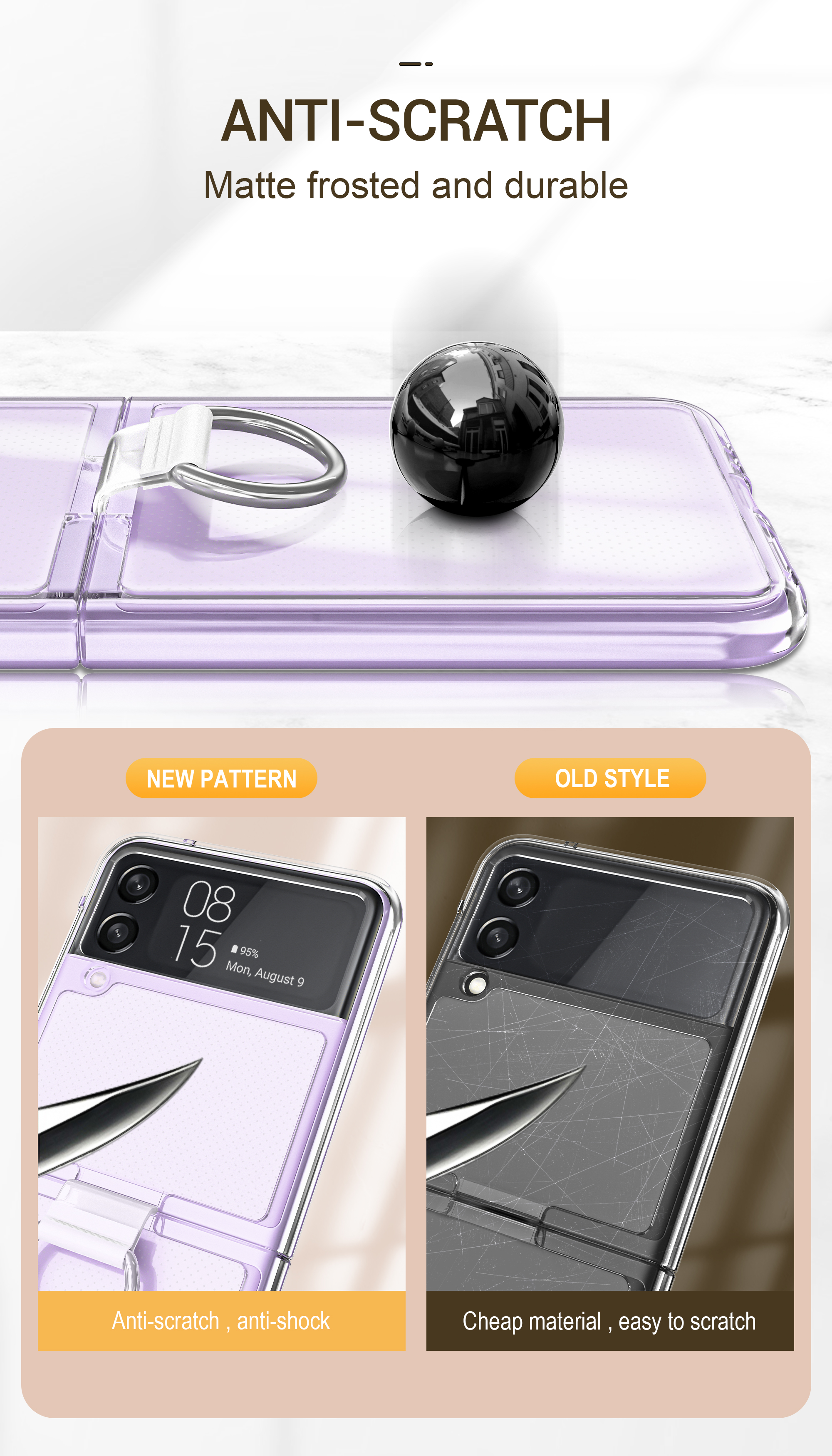 Applicable Model Galaxy Z Flip3 5G Smartphone Cover With Metal Ring Holder