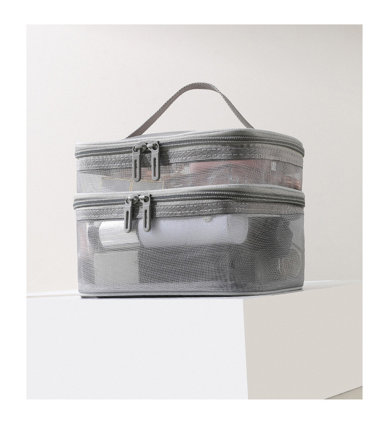 NEW GAUZE MAKEUP BAG LARGE CAPACITY TRAVEL SIMPLE PORTABLE TOILETRY BAG DOUBLE LAYER PORTABLE COSMETIC STORAGE BAG