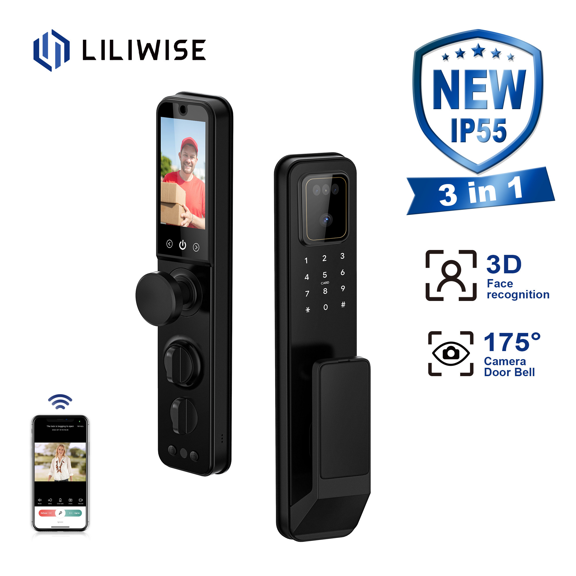 OEM Camera Door Lock Intelligent Tuya APP Smart Lock With Screen