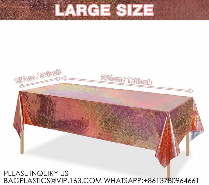 Laser Rainbow Theme Party Tablecloth Aluminum Film Birthday Wedding Party Decoration Disposable Tablecloth Decoration