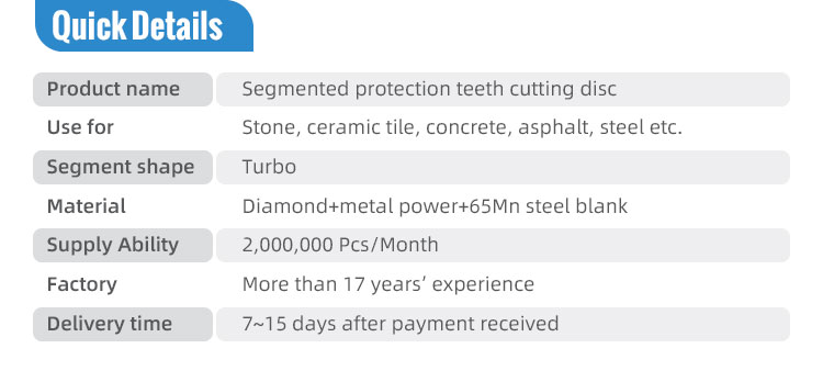 Stone Carving Hot Press Segmented Protection Teeth Cutting Disc for Fast Cutting