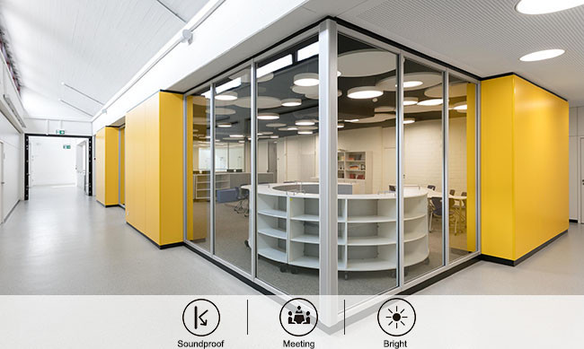Double Height Sound Insulation Glass Partition Soundproof Easy To Disassemble