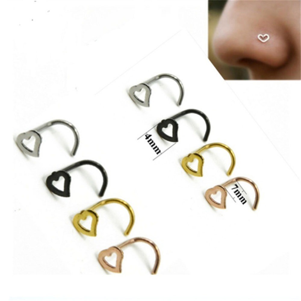 Stainless steel love heart multicolor nose Rings nose Hooks Body piercing Faux nose piercing body jewelry