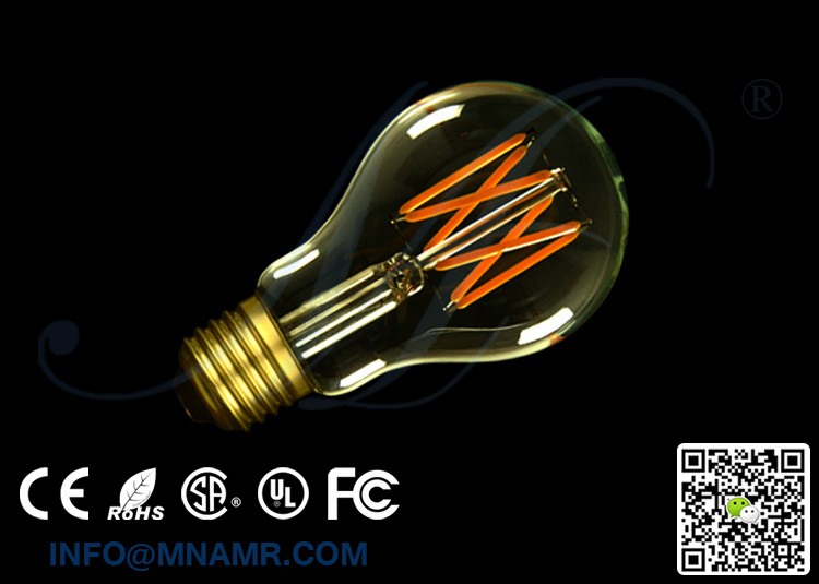 6W A19 LED Edison Bulb for Vintage Wrought Iron Light Loft Style Creative Pendant Lamp