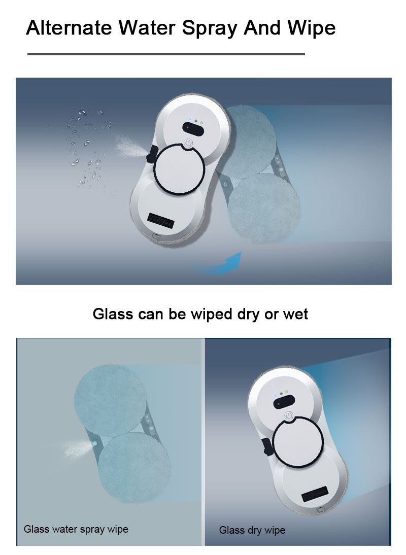 30ml 67dB Window Cleaner Robot Skyscraper Cleaning Robot With Water Spray