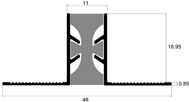 Black Rubber Insert Expansion Joint Profile Aluminum 6063 Material