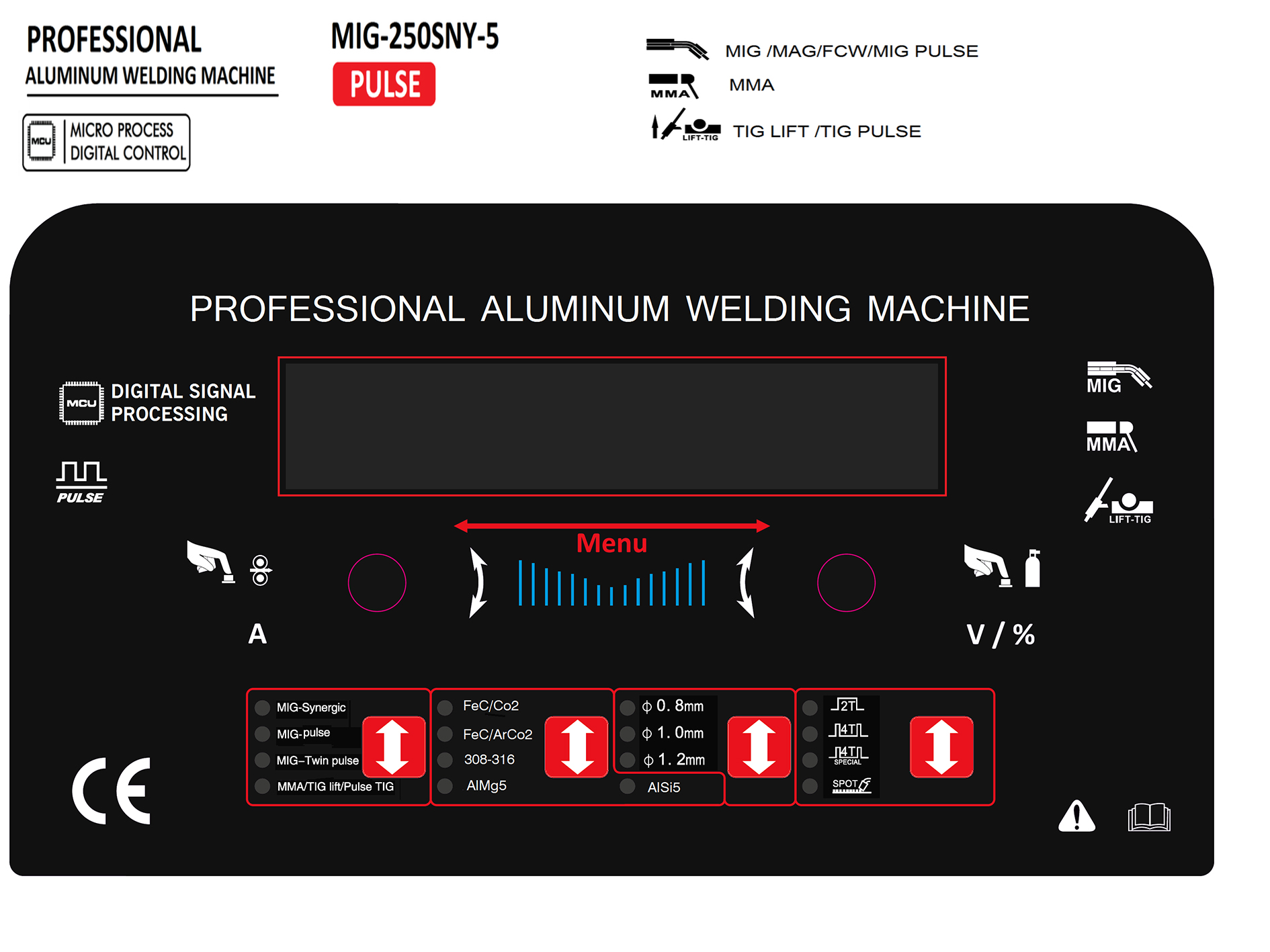 Double Pulse Aluminum Mig Welding Machine With MMA And Lift TIG Function