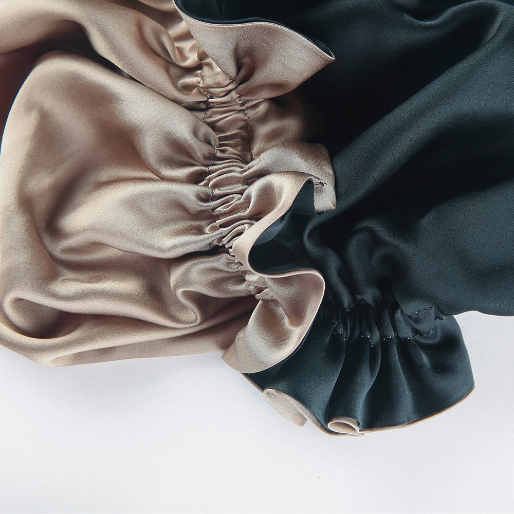OEM ODM 49cm Satin Hair Bonnet For Sleeping Plain Dyed Colored