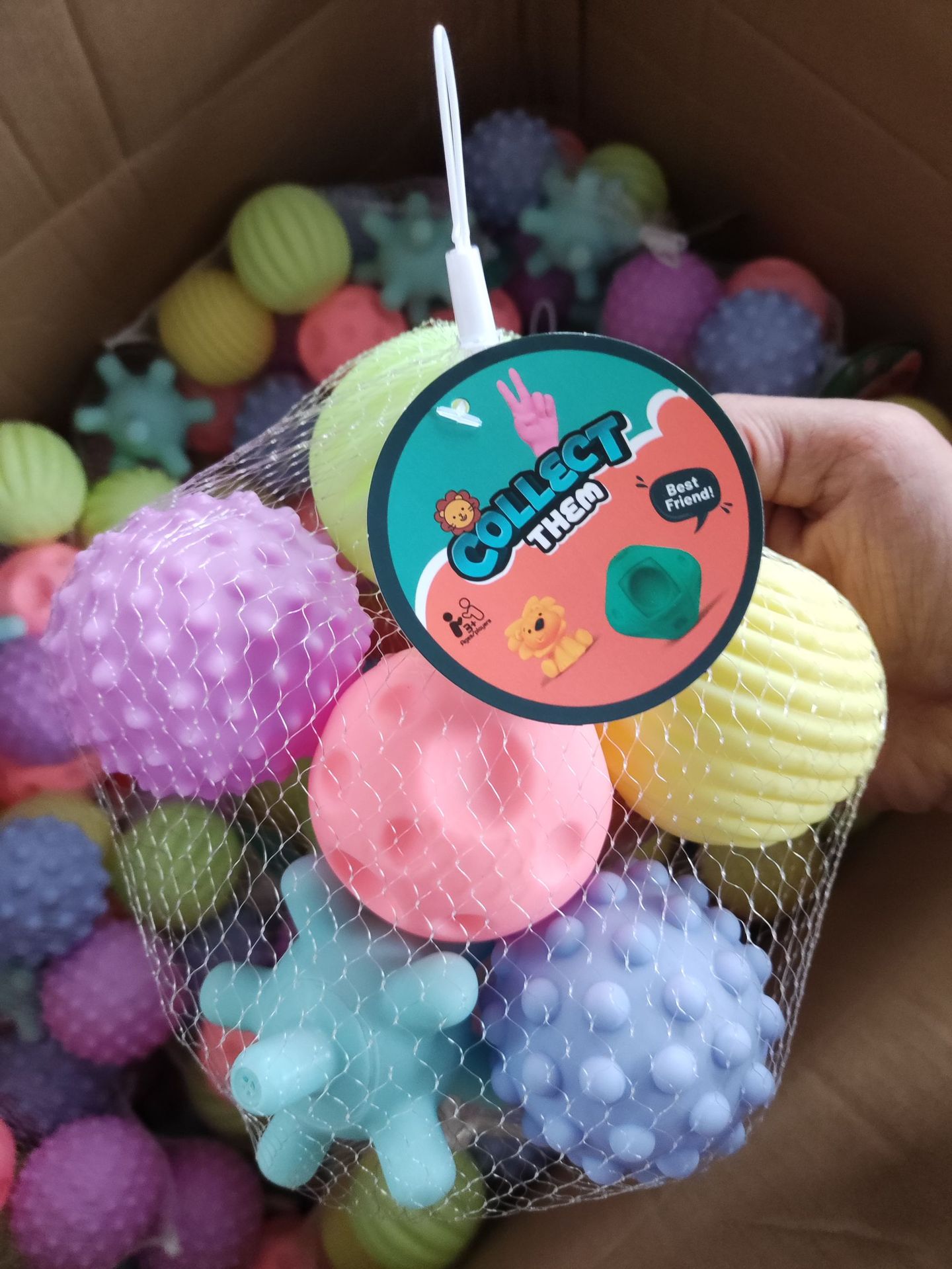 Kid's Instructive Toy Set 6 Piece Hand Grip Soft Vinyl Balls Baby Sensory Touch Squeaky Toys BPA Free PVC for 14 Years up