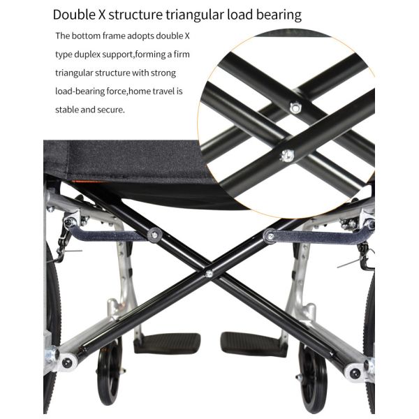 Oxford Cloth 27.56lbs 125KG Lightweight Manual Wheelchair