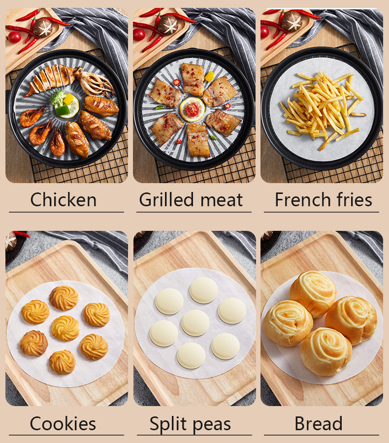 Wood Pulp Reusable Silicone Custom Unbleached Greaseproof Paper Parchment Baking Paper For Air Fryer Oven