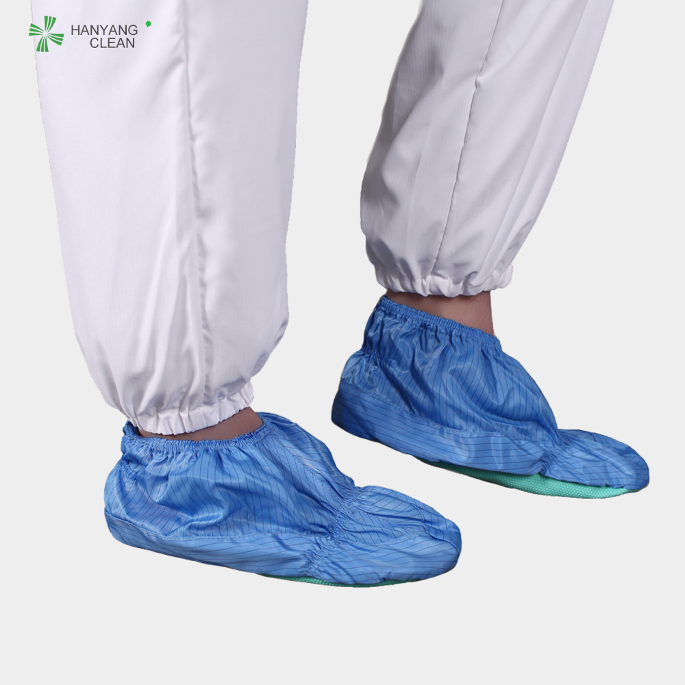 Medical clean room reusable and washable blue stripe shoes soft sole antistatic ESD anti-slip shoe covers