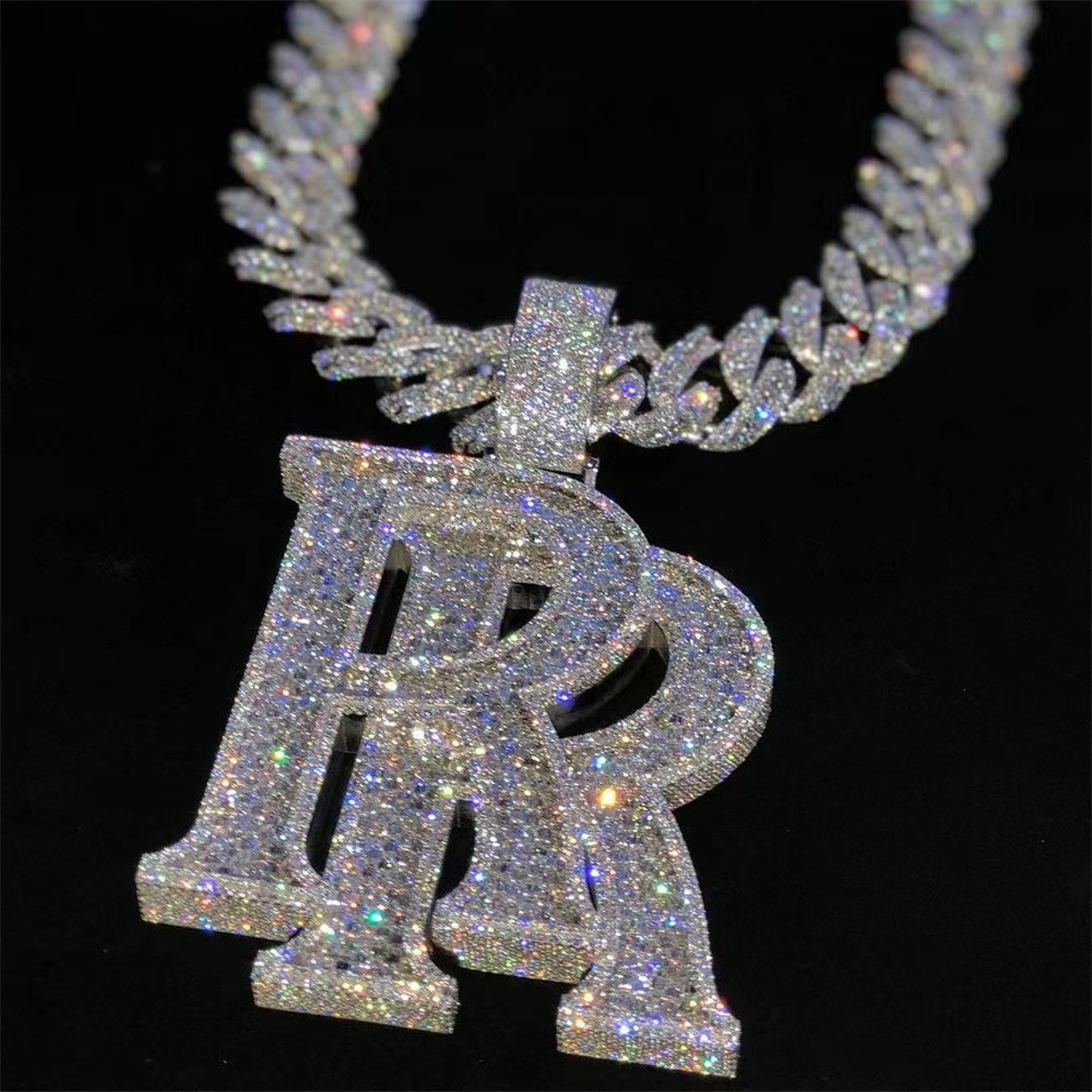1 Inch VVS Moissanite Pendant Charm 18k Hip Hop Diamond Necklace Letter Name