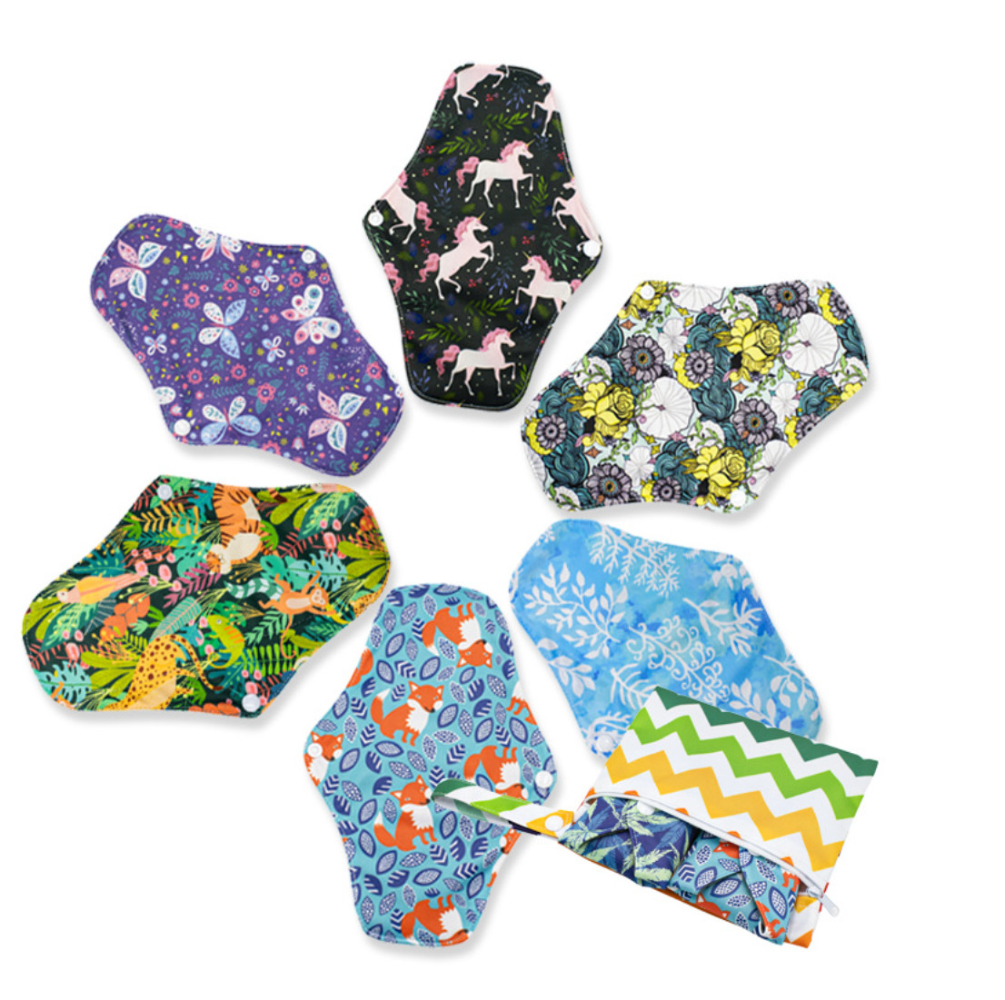 Washable Organic Reusable Sanitary Pads Safe Heavy Flow Multi Color High Breathability