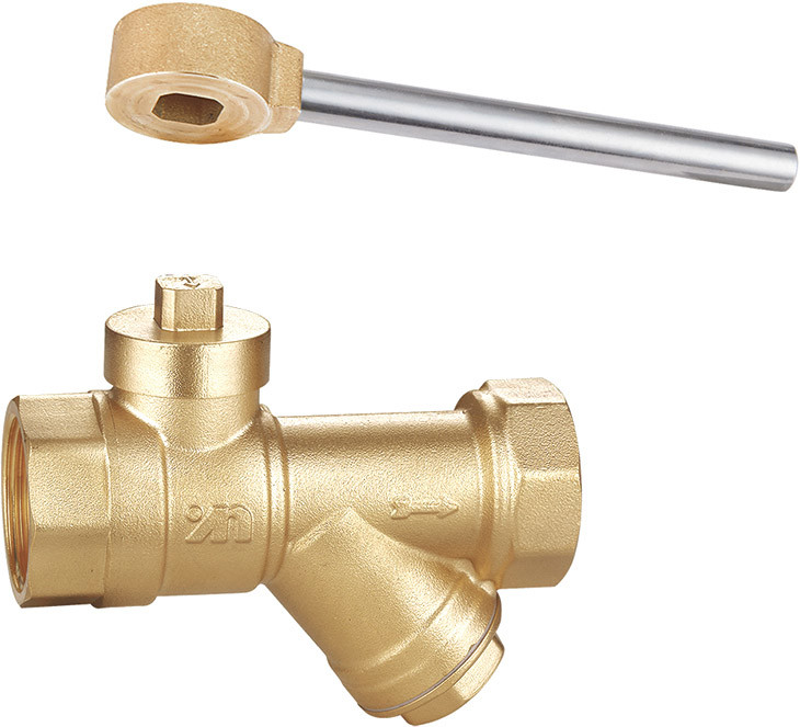1603 Magnetic Lockable Brass Ball Valve DN20 DN25 DN32 with Square Patterned Stemhead & Built-in Filter Function