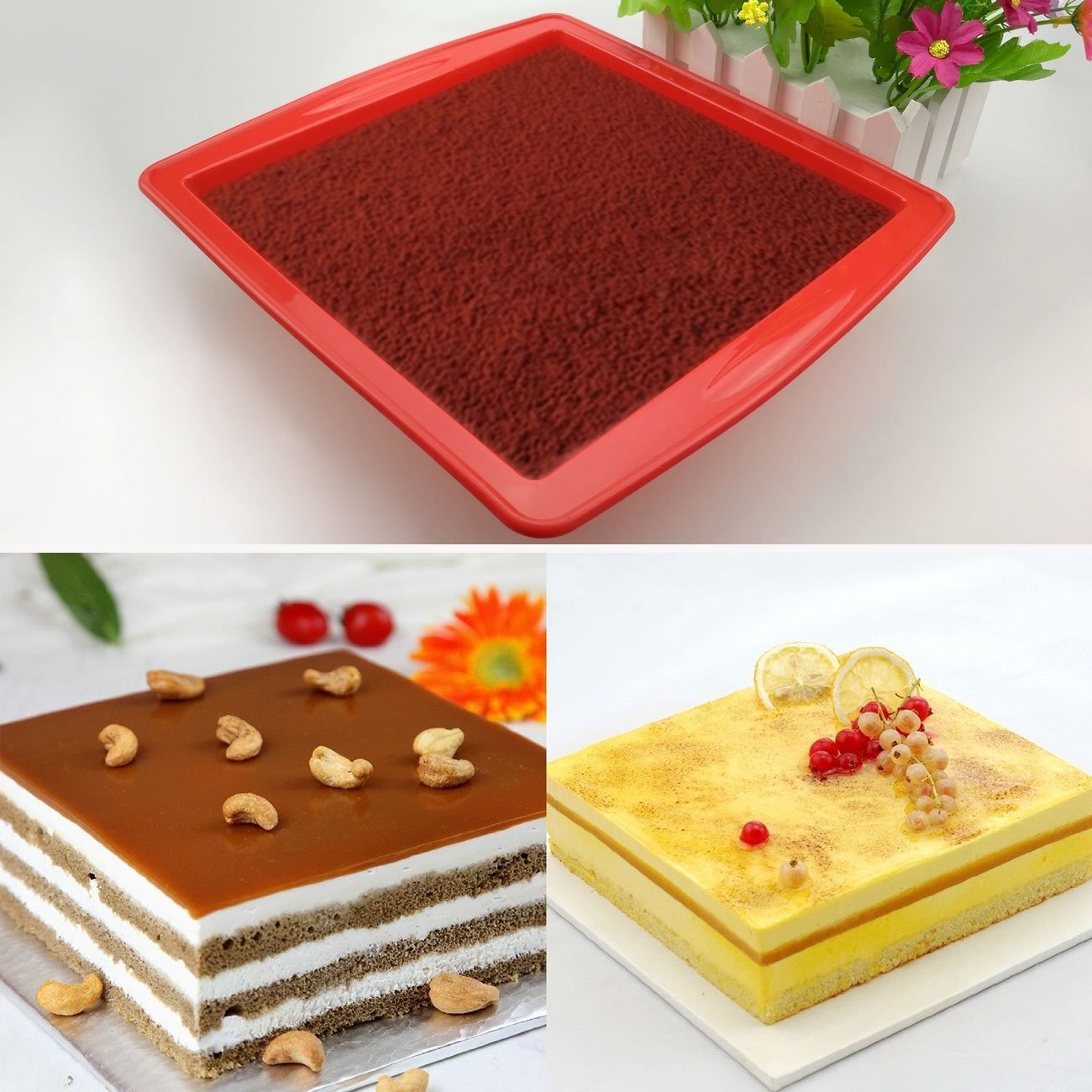 Silicone Cake Pan 8.5 " Nonstick Bakeware Baking Mould Brownie Pan for bread Chocolate Pie Pizza fudge and brownies