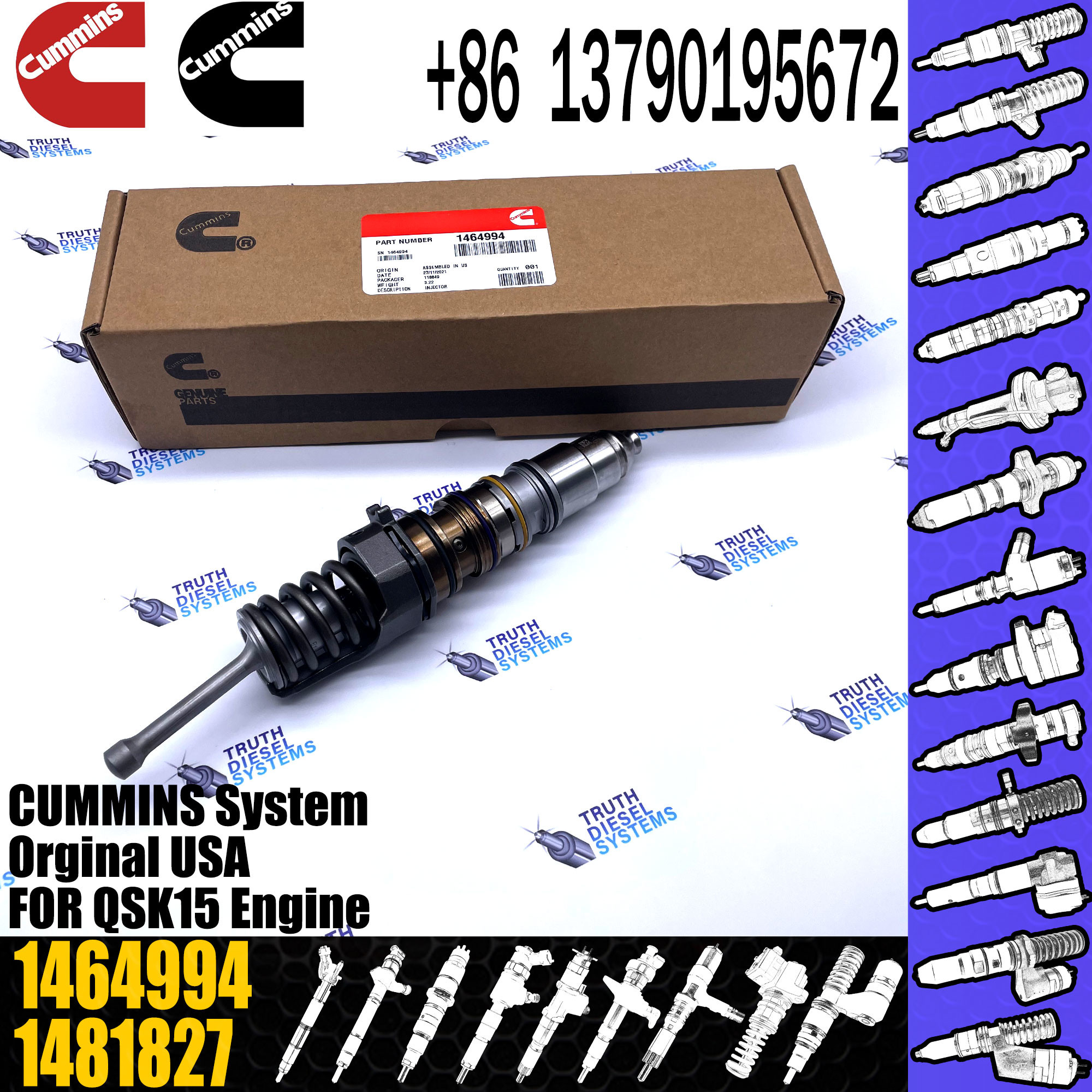 4088725 4902818 Diesel Fuel Injector 4928264 4928260 1464994 For CUMMINS QSX15 ISX15 X15 Engine